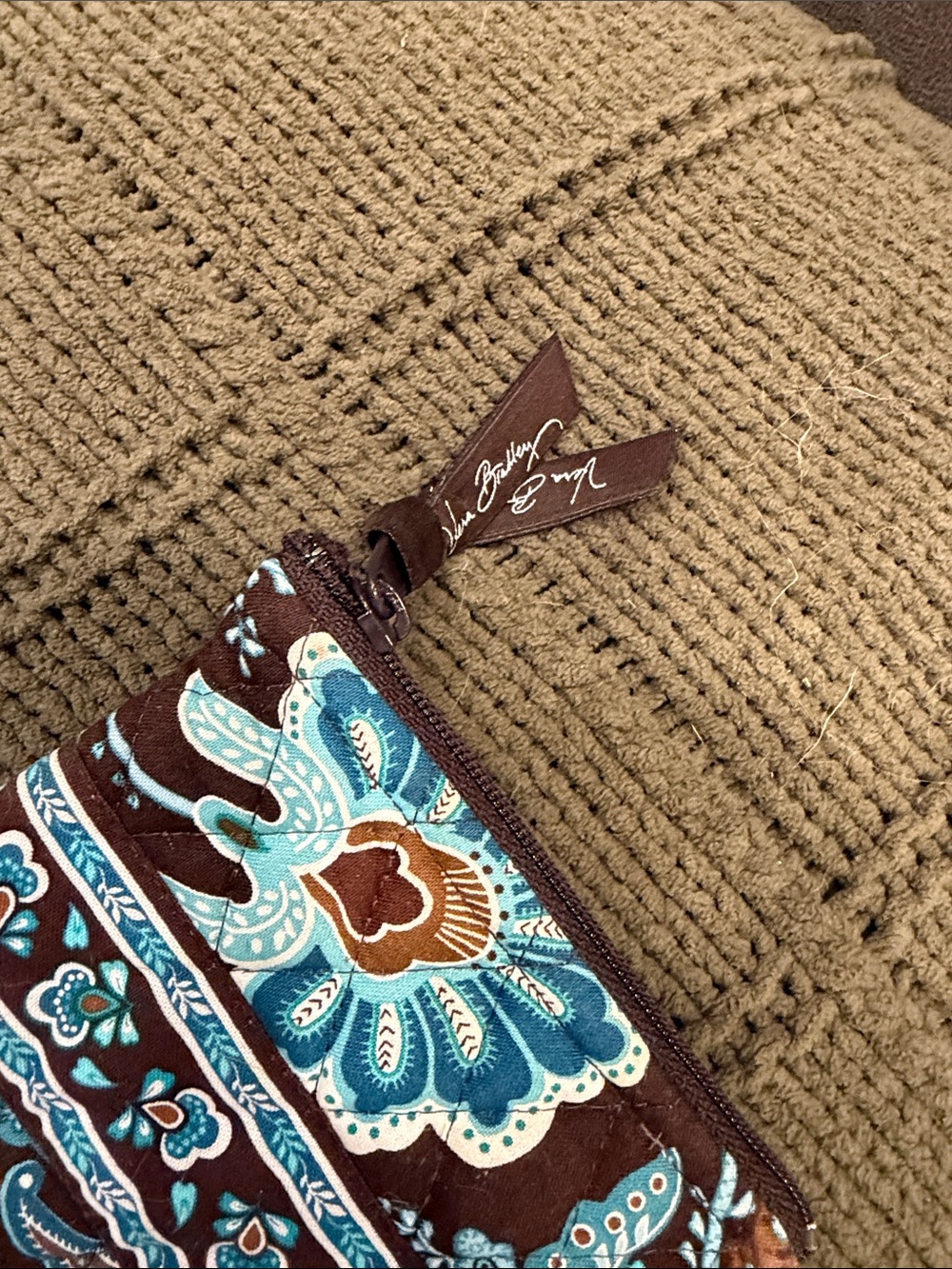 Vera Bradley Brown and Turquoise Floral Coin Pouch - Picture 3 of 4